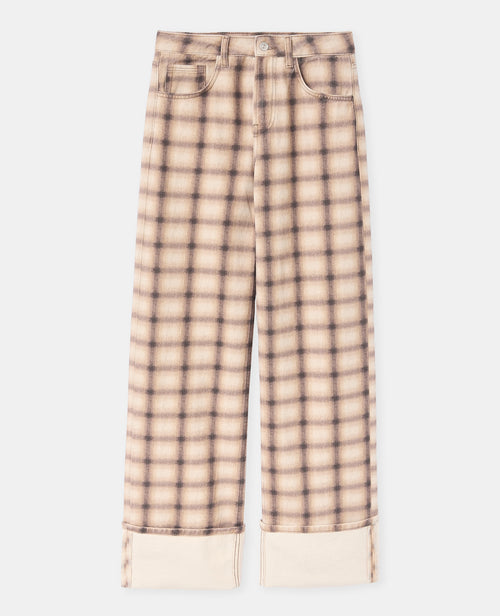 Jean droit avec grand revers motif carreaux - PIMKIE - 4