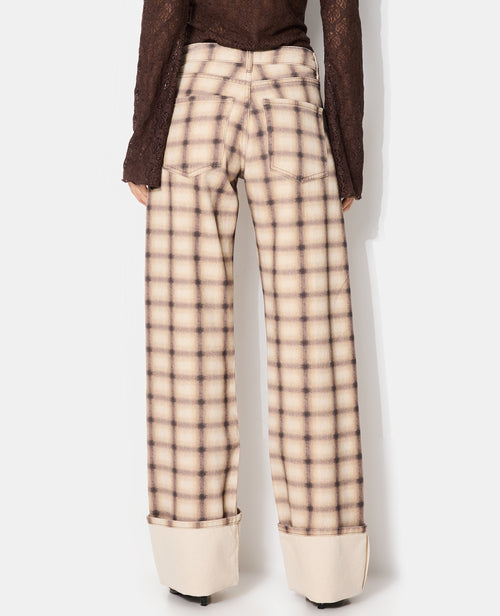 Jean droit avec grand revers motif carreaux - PIMKIE - 6