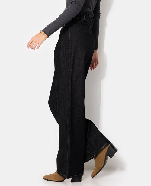 Jean wide taille haute avec ceinture et boucle - PIMKIE - 2