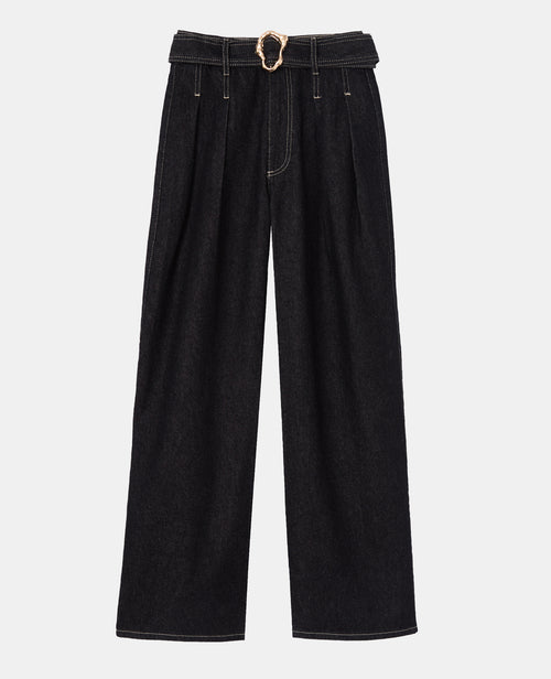 Jean wide taille haute avec ceinture et boucle - PIMKIE - 4