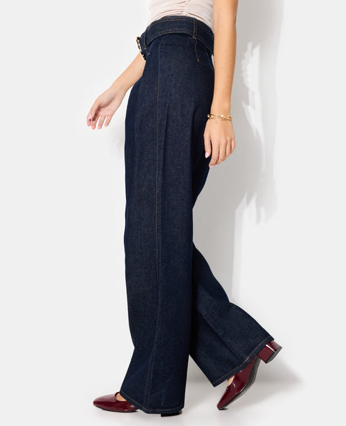 Jean wide taille haute avec ceinture et boucle - PIMKIE - 2