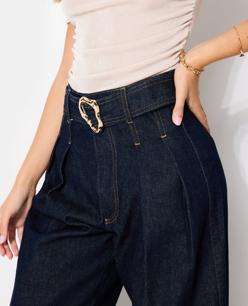 Jean wide taille haute avec ceinture et boucle - PIMKIE - 3