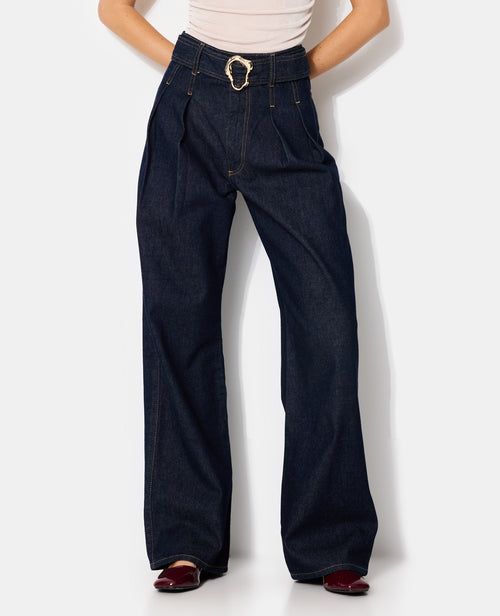 Jean wide taille haute avec ceinture et boucle - PIMKIE - 5