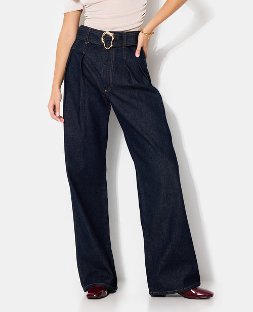 Jean wide taille haute avec ceinture et boucle - PIMKIE - 7