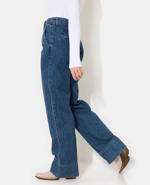 Jean straight taille haute avec plis cousus - PIMKIE - 2