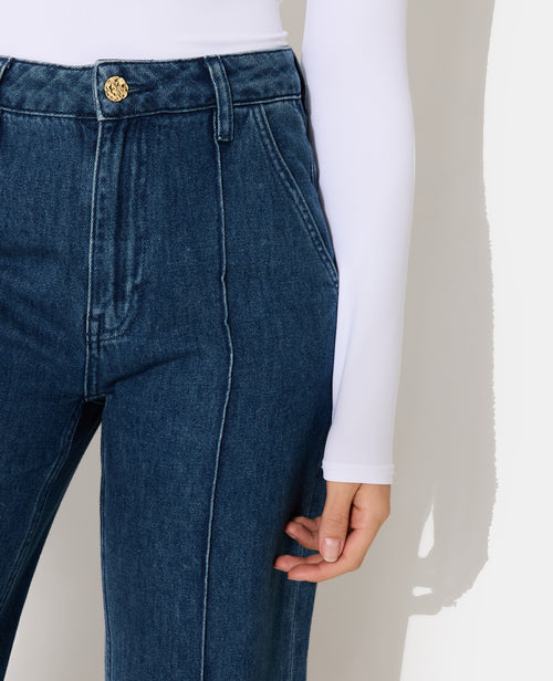 Jean straight taille haute avec plis cousus - PIMKIE - 3