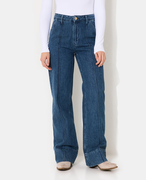 Jean straight taille haute avec plis cousus - PIMKIE - 5