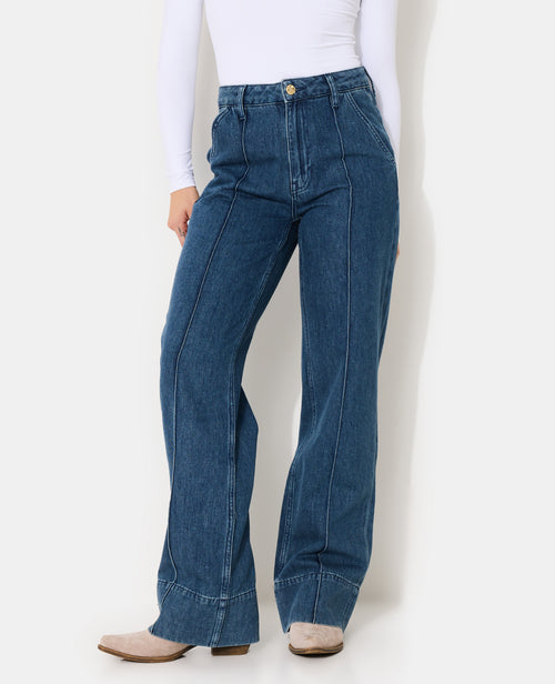 Jean straight taille haute avec plis cousus - PIMKIE - 8