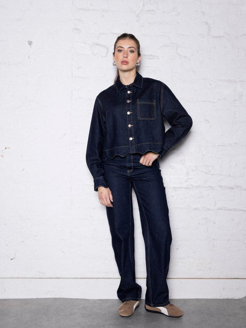 Jean wide avec jeu de surpiqûres zig-zag - PIMKIE - 2