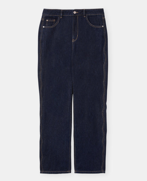 Jean wide avec jeu de surpiqûres zig-zag - PIMKIE - 4