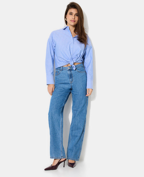 Jean wide avec jeu de surpiqûres zig-zag - PIMKIE - 1