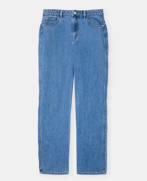 Jean wide avec jeu de surpiqûres zig-zag - PIMKIE - 4