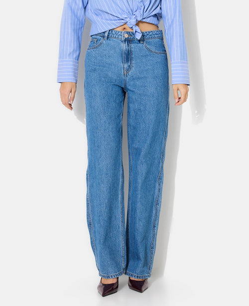 Jean wide avec jeu de surpiqûres zig-zag - PIMKIE - 5