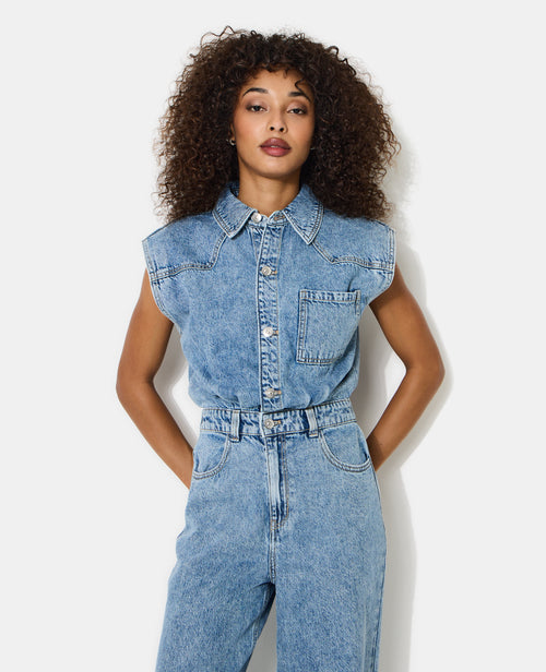 Combinaison en jean sans manches - PIMKIE - 3