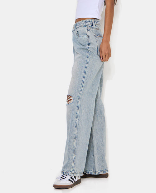 Jean wide taille basse avec trous genoux - PIMKIE - 2