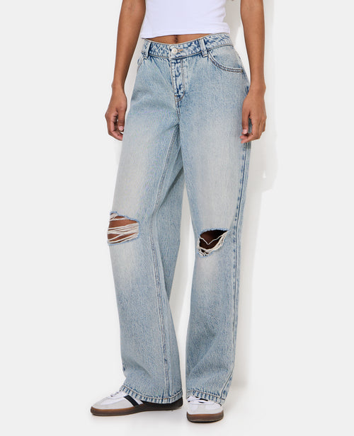 Jean wide taille basse avec trous genoux - PIMKIE - 5