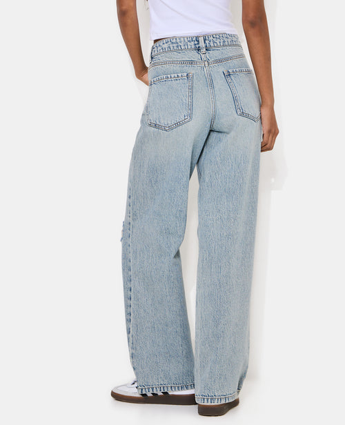 Jean wide taille basse avec trous genoux - PIMKIE - 6