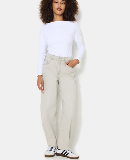 Jean barrel taille haute - PIMKIE - 1