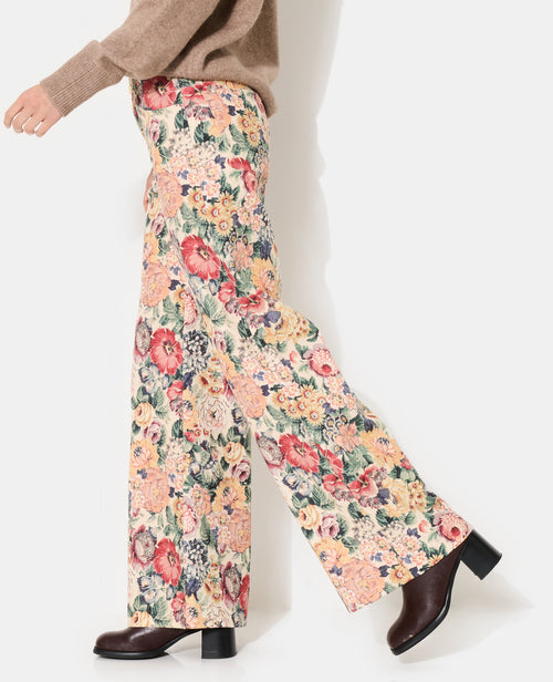 Pantalon wide en tissu texturé motif fleurs - PIMKIE - 2