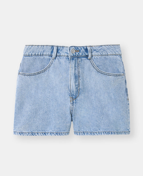 Short en jean taille haute avec mini strass - PIMKIE - 4