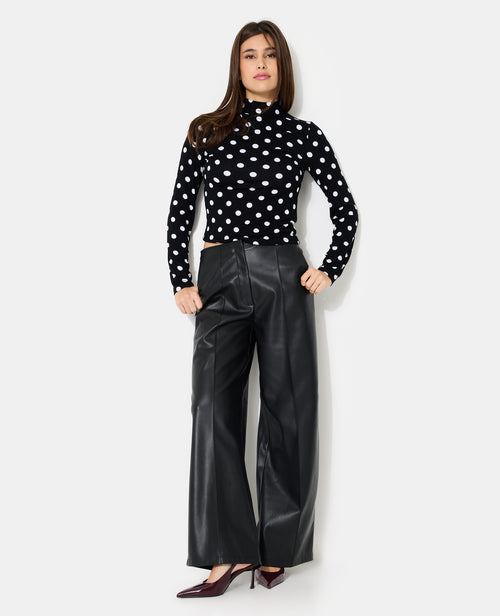 Pantalon droit en simili avec sur piqûres - PIMKIE - 1
