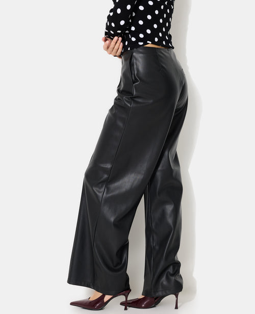 Pantalon droit en simili avec sur piqûres - PIMKIE - 2