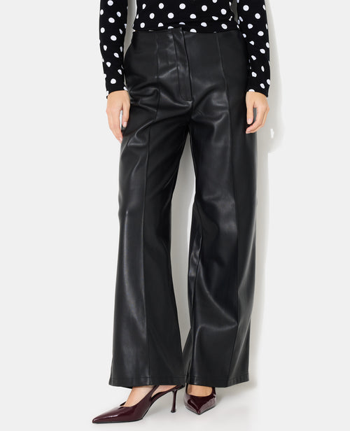 Pantalon droit en simili avec sur piqûres - PIMKIE - 5
