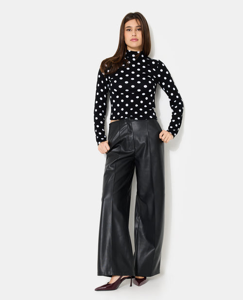 Pantalon droit en simili avec sur piqûres - PIMKIE - 7