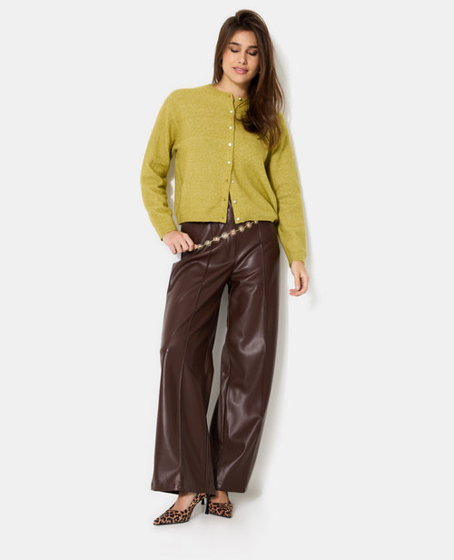 Pantalon droit en simili avec sur piqûres - PIMKIE - 3