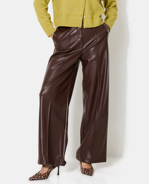 Pantalon droit en simili avec sur piqûres - PIMKIE - 5