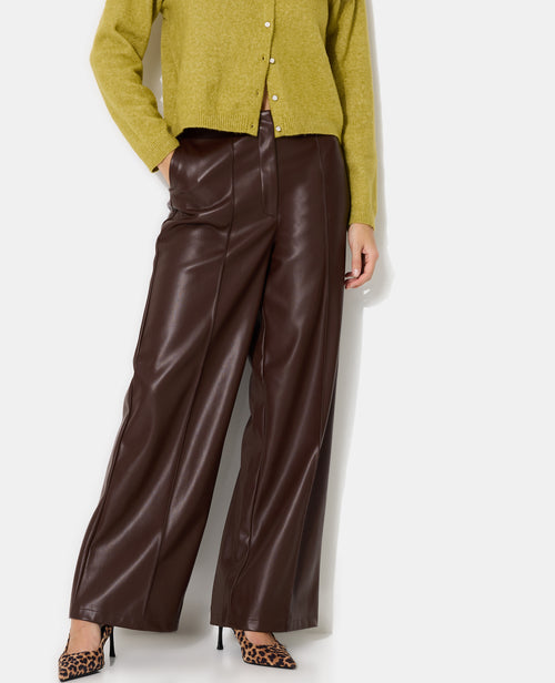 Pantalon droit en simili avec sur piqûres - PIMKIE - 1