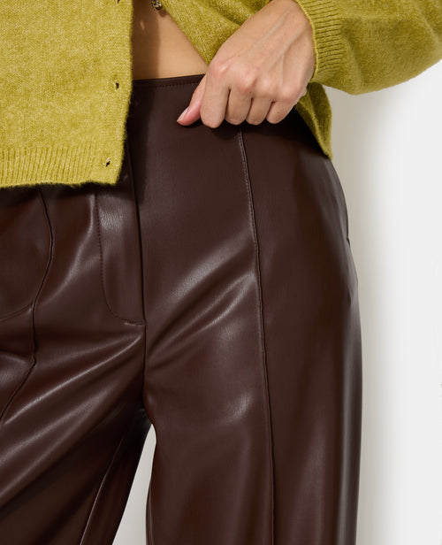 Pantalon droit en simili avec sur piqûres - PIMKIE - 8