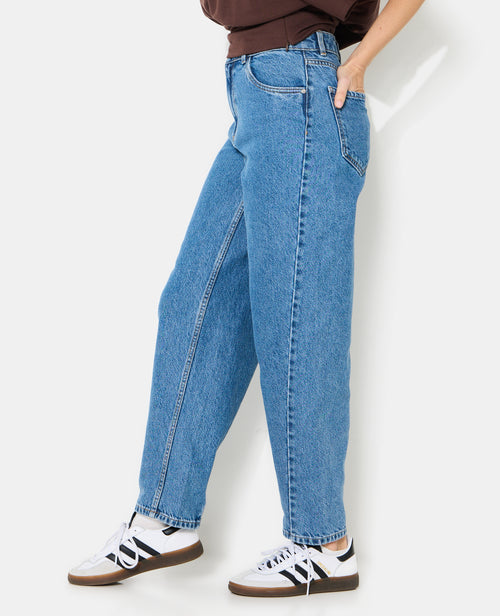 Jean barrel taille haute avec jeux de coutures - PIMKIE - 2