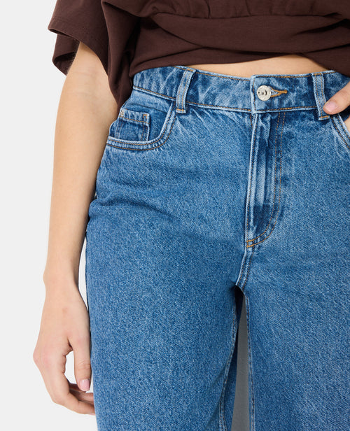 Jean barrel taille haute avec jeux de coutures - PIMKIE - 1