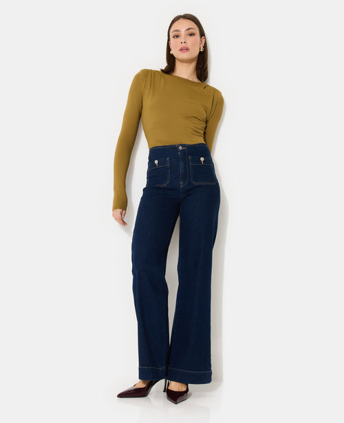 Jean wide taille haute avec poches plaquées - PIMKIE - 1