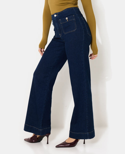 Jean wide taille haute avec poches plaquées - PIMKIE - 2