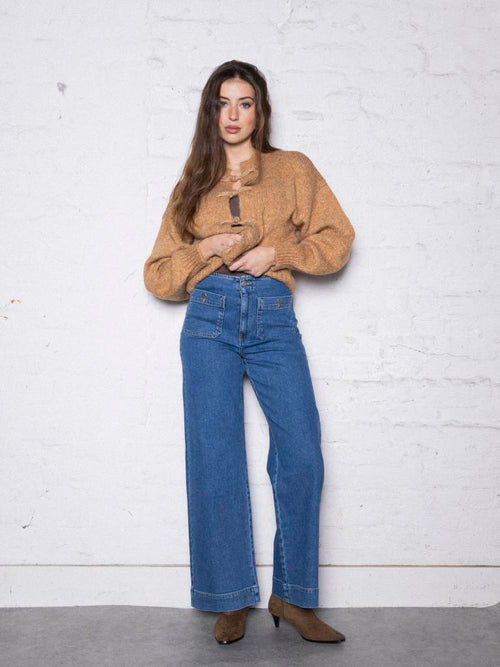 Jean wide taille haute avec poches plaquées - PIMKIE - 1