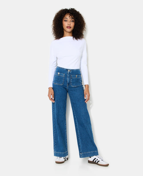 Jean wide taille haute avec poches plaquées - PIMKIE - 1