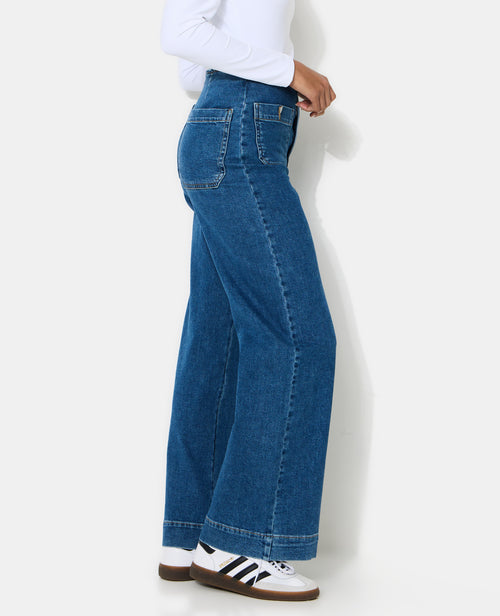 Jean wide taille haute avec poches plaquées - PIMKIE - 2