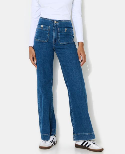 Jean wide taille haute avec poches plaquées - PIMKIE - 5