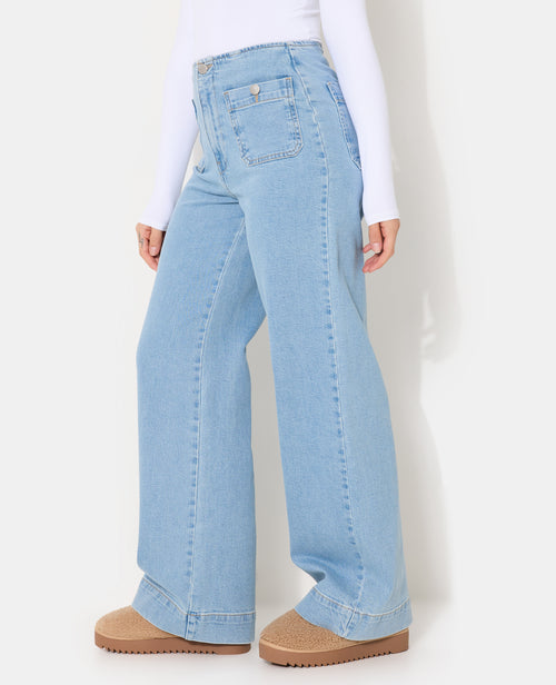 Jean wide taille haute avec poches plaquées - PIMKIE - 2