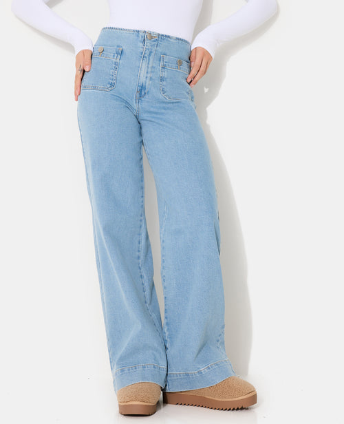 Jean wide taille haute avec poches plaquées - PIMKIE - 5