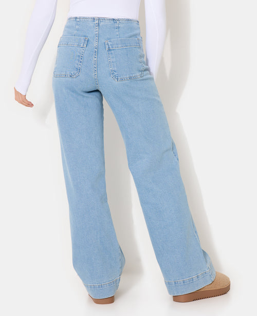 Jean wide taille haute avec poches plaquées - PIMKIE - 6