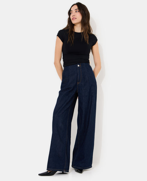 Jean extra wide taille haute avec pinces - PIMKIE - 1