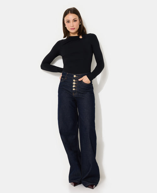 Jean wide taille haute avec boutons fantaisie - PIMKIE - 1