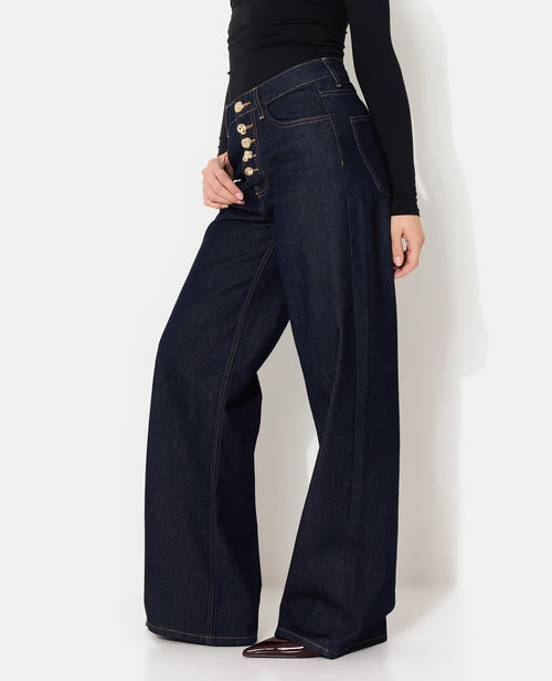 Jean wide taille haute avec boutons fantaisie - PIMKIE - 2