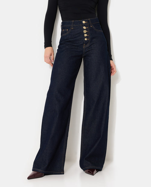 Jean wide taille haute avec boutons fantaisie - PIMKIE - 5
