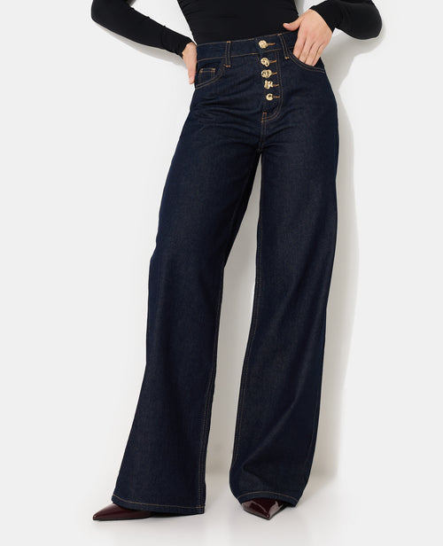 Jean wide taille haute avec boutons fantaisie - PIMKIE - 1