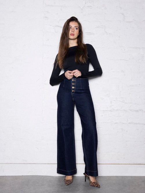 Jean wide avec boutons fantaisie - PIMKIE - 1