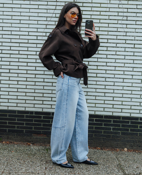 Jean barrel taille haute avec jeux de coutures - PIMKIE - 1